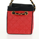 CHANEL Chain Hand Bag Raffia Red Gold CC Auth 162896V-4