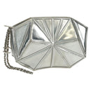 CHANEL Clutch Bag Leather Silver CC Auth 162899V-1
