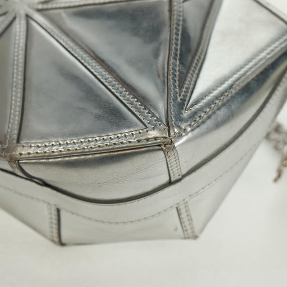 CHANEL Clutch Bag Leather Silver CC Auth 162899V