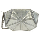 CHANEL Clutch Bag Leather Silver CC Auth 162899V-13