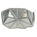 CHANEL Clutch Bag Leather Silver CC Auth 162899V-2