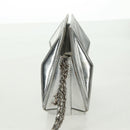 CHANEL Clutch Bag Leather Silver CC Auth 162899V-4
