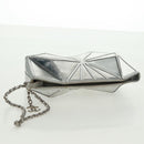 CHANEL Clutch Bag Leather Silver CC Auth 162899V-6