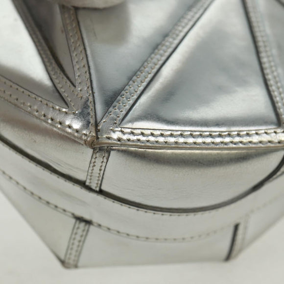 CHANEL Clutch Bag Leather Silver CC Auth 162899V