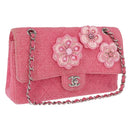 CHANEL Matelasse25 Chain Shoulder Bag Tweed Pink Silver CC Auth 162900SM-1