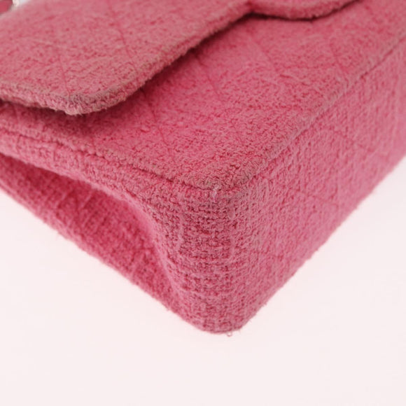 CHANEL Matelasse25 Chain Shoulder Bag Tweed Pink Silver CC Auth 162900SM