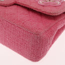 CHANEL Matelasse25 Chain Shoulder Bag Tweed Pink Silver CC Auth 162900SM-15