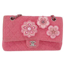 CHANEL Matelasse25 Chain Shoulder Bag Tweed Pink Silver CC Auth 162900SM-13