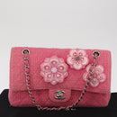 CHANEL Matelasse25 Chain Shoulder Bag Tweed Pink Silver CC Auth 162900SM-12