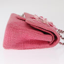 CHANEL Matelasse25 Chain Shoulder Bag Tweed Pink Silver CC Auth 162900SM-3