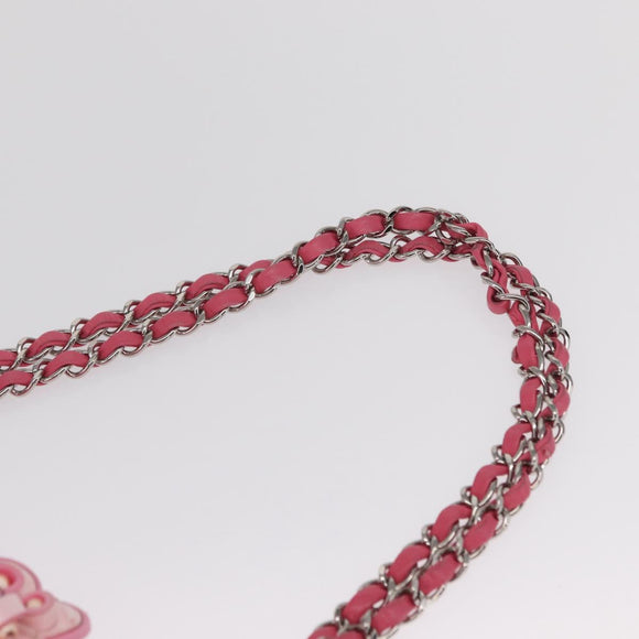 CHANEL Matelasse25 Chain Shoulder Bag Tweed Pink Silver CC Auth 162900SM