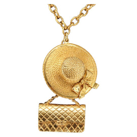 CHANEL Necklace metal Gold CC Auth 162902SM