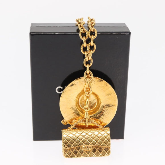 CHANEL Necklace metal Gold CC Auth 162902SM