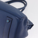 HERMES Shoulder Birkin Shoulder Bag Taurillon Clemence Blue Silver Auth 162913SM-17