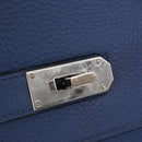 HERMES Shoulder Birkin Shoulder Bag Taurillon Clemence Blue Silver Auth 162913SM-9
