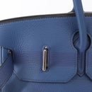 HERMES Shoulder Birkin Shoulder Bag Taurillon Clemence Blue Silver Auth 162913SM-23