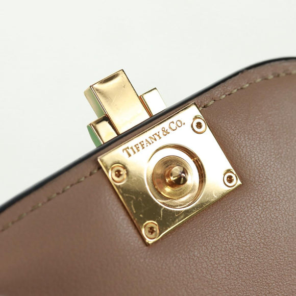 TIFFANY&Co. Bifold Wallet Leather Black Gold Auth 162920V