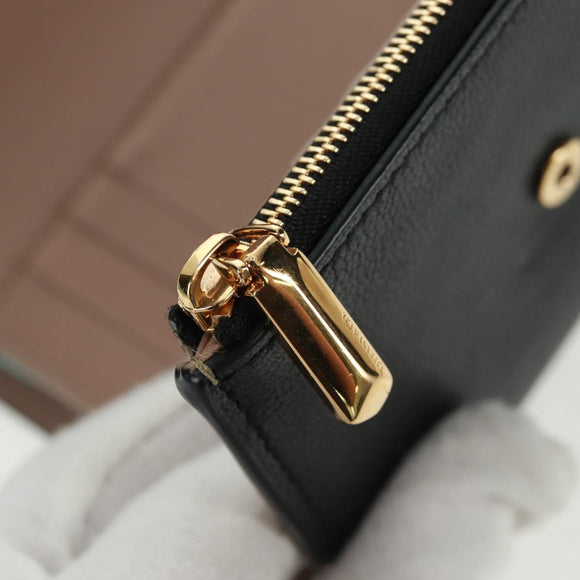 TIFFANY&Co. Bifold Wallet Leather Black Gold Auth 162920V