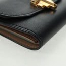 TIFFANY&Co. Bifold Wallet Leather Black Gold Auth 162920V-8
