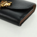 TIFFANY&Co. Bifold Wallet Leather Black Gold Auth 162920V-9