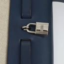 HERMES Her Bag PM Hand Bag Canvas Leather Beige Auth 162923V-19