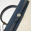 HERMES Her Bag PM Hand Bag Canvas Leather Beige Auth 162923V-20