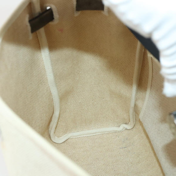 HERMES Her Bag PM Hand Bag Canvas Leather Beige Auth 162923V