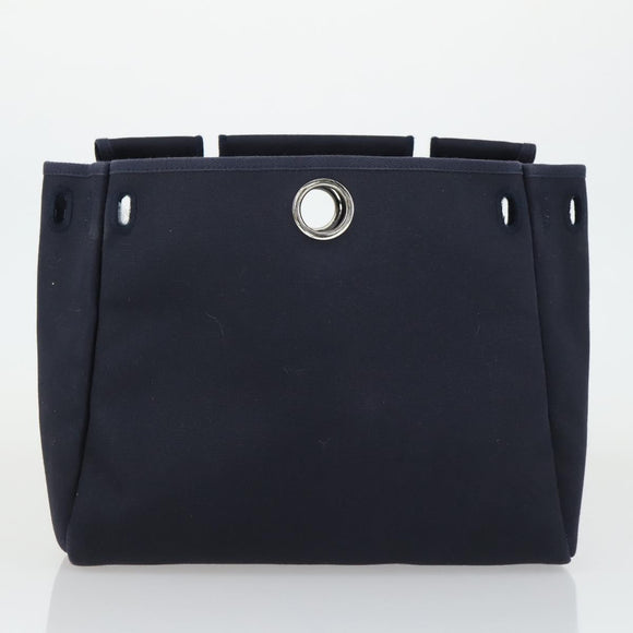 HERMES Her Bag PM Hand Bag Canvas Leather Beige Auth 162923V