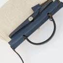 HERMES Her Bag PM Hand Bag Canvas Leather Beige Auth 162923V-6