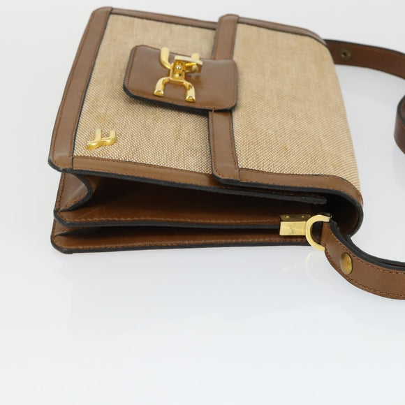 BALLY Shoulder Bag Leather 2 Set Beige Gold Auth 162925