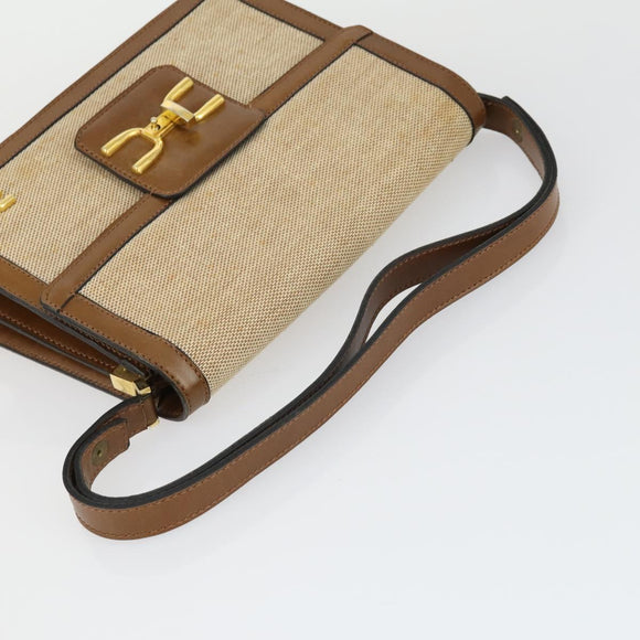 BALLY Shoulder Bag Leather 2 Set Beige Gold Auth 162925