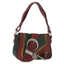 Christian Dior Gaucho Shoulder Bag Denim Green Silver Auth 162945V-1