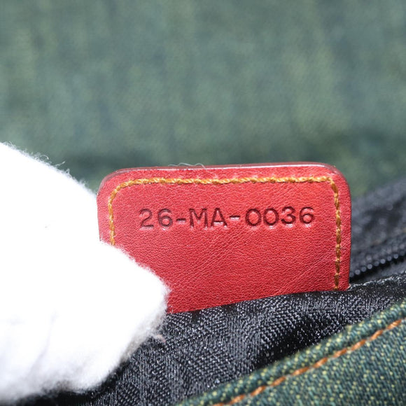 Christian Dior Gaucho Shoulder Bag Denim Green Silver Auth 162945V