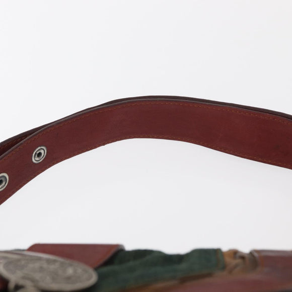 Christian Dior Gaucho Shoulder Bag Denim Green Silver Auth 162945V