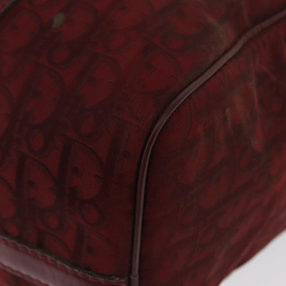 Christian Dior Trotter Canvas Boston Bag Red Gold Auth 162946