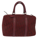 Christian Dior Trotter Canvas Boston Bag Red Gold Auth 162946-13