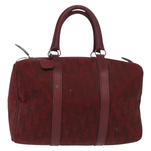 Christian Dior Trotter Canvas Boston Bag Red Gold Auth 162946