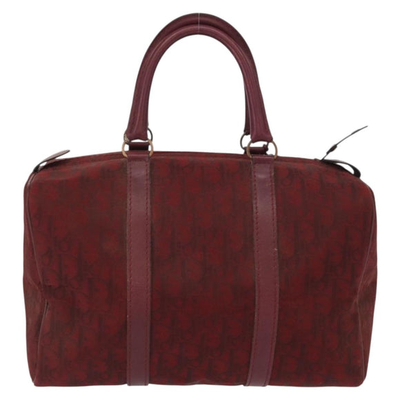 Christian Dior Trotter Canvas Boston Bag Red Gold Auth 162946
