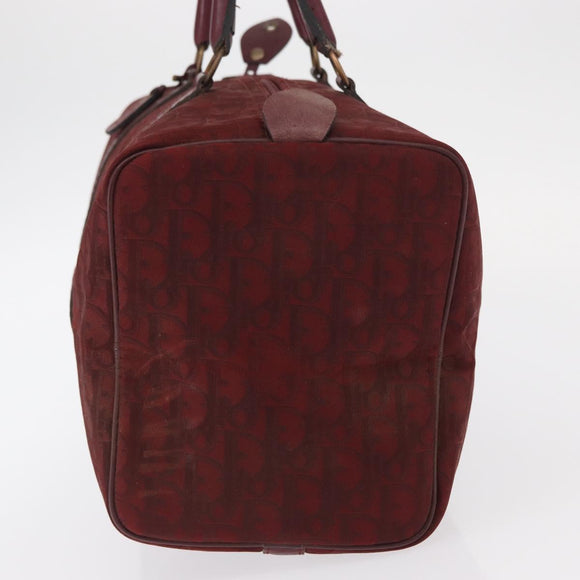 Christian Dior Trotter Canvas Boston Bag Red Gold Auth 162946