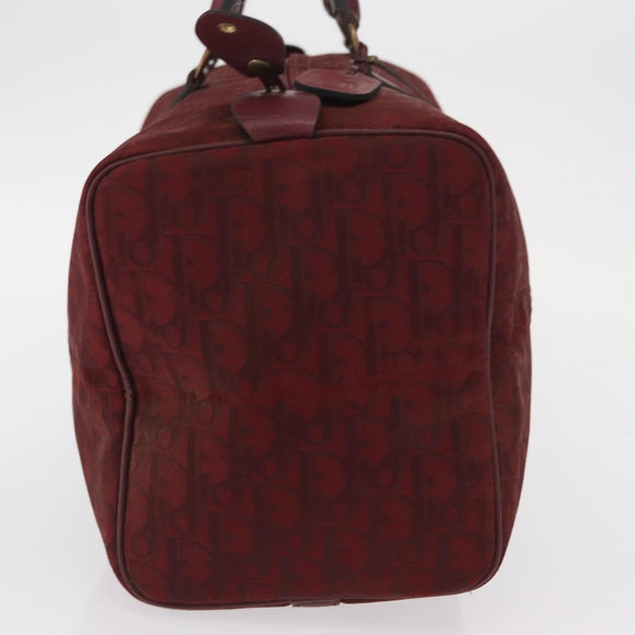 Christian Dior Trotter Canvas Boston Bag Red Gold Auth 162946