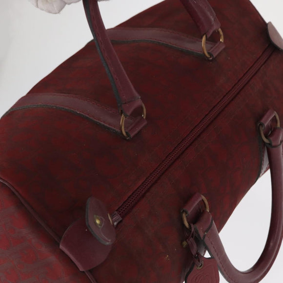 Christian Dior Trotter Canvas Boston Bag Red Gold Auth 162946