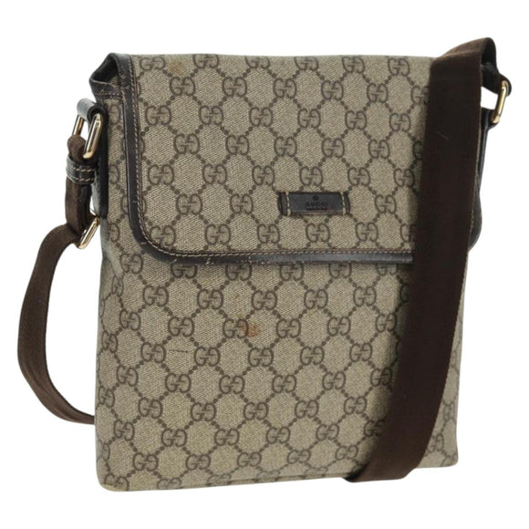 GUCCI GG Supreme Shoulder Bag PVC Beige Gold 223666 Auth 162948