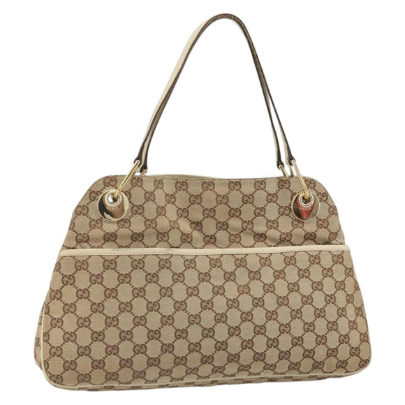 GUCCI GG Canvas Shoulder Bag Beige Gold 121023 Auth 162950