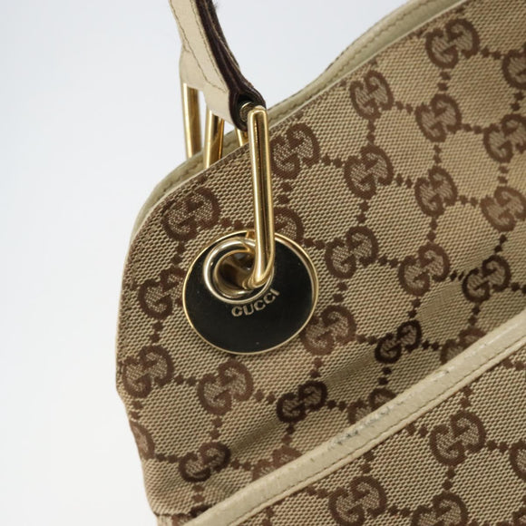 GUCCI GG Canvas Shoulder Bag Beige Gold 121023 Auth 162950