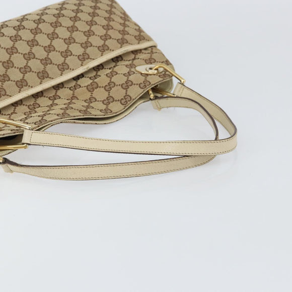 GUCCI GG Canvas Shoulder Bag Beige Gold 121023 Auth 162950
