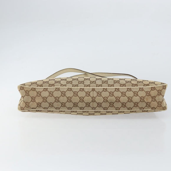 GUCCI GG Canvas Shoulder Bag Beige Gold 121023 Auth 162950