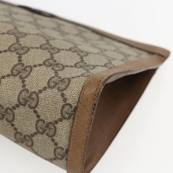 GUCCI GG Supreme Web Sherry Line Clutch Bag PVC Beige 89 01 033 Auth 162952