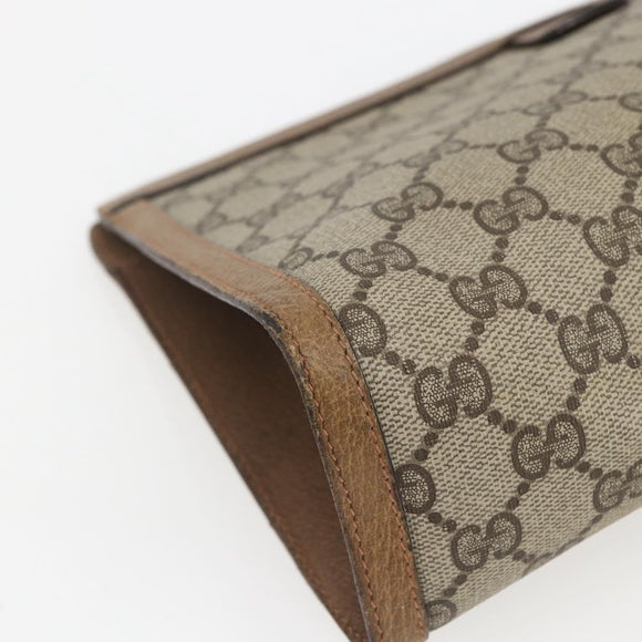 GUCCI GG Supreme Web Sherry Line Clutch Bag PVC Beige 89 01 033 Auth 162952
