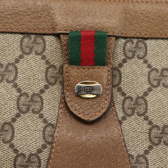 GUCCI GG Supreme Web Sherry Line Clutch Bag PVC Beige 89 01 033 Auth 162952