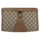 GUCCI GG Supreme Web Sherry Line Clutch Bag PVC Beige 89 01 033 Auth 162952-13